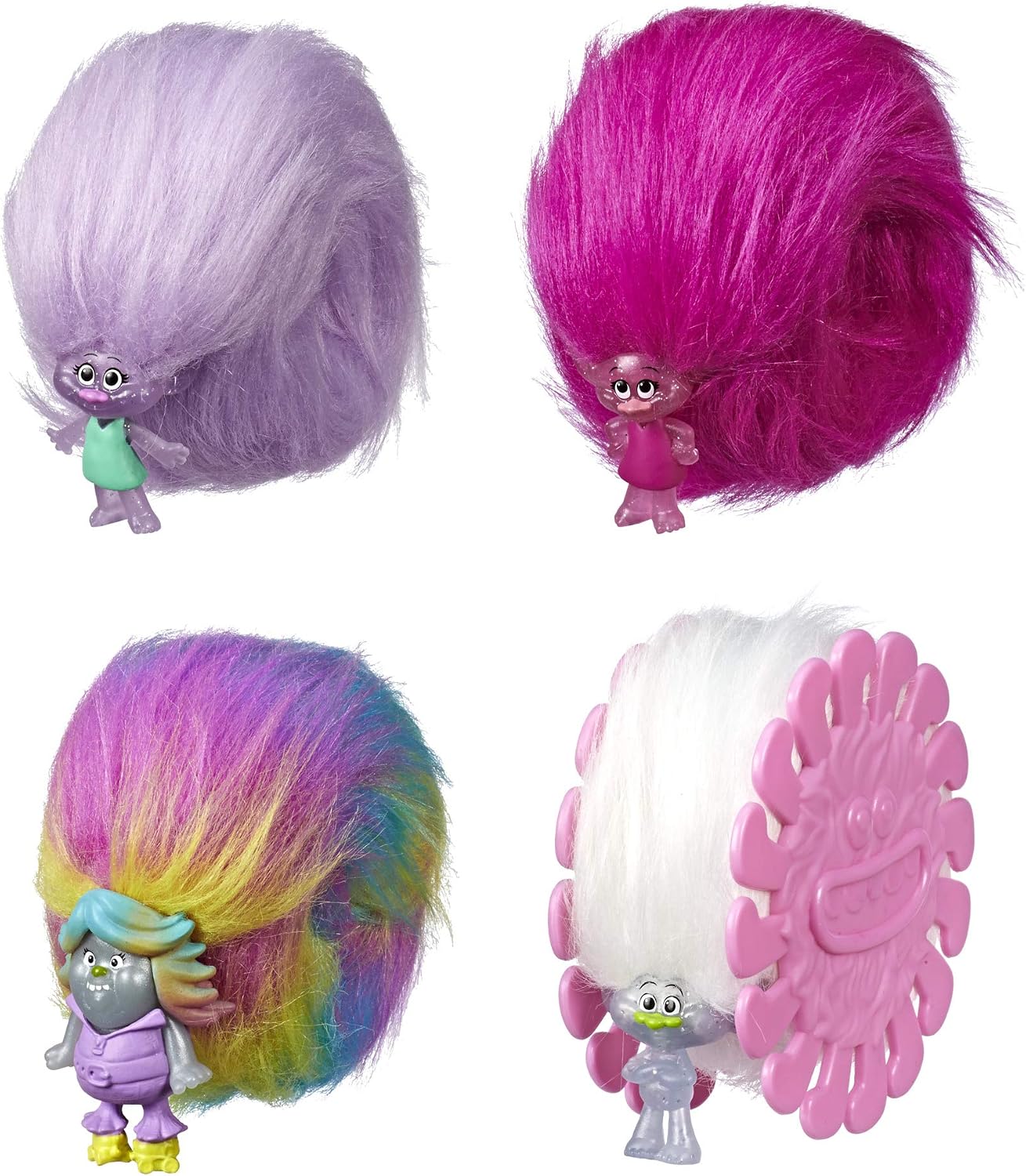 Набор фигурок Trolls Hair Huggers Glitter Pack, 4 шт.